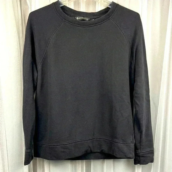 Athleta Tops - Athleta Basic Black Crew Neck Sweatshirt Cozy Baggy Cotton Blend Women’s Medium